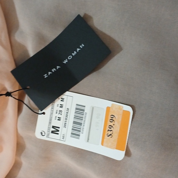 ZARA Bicolor Mini Dress Black Skirt and Blush Pink Sheer Blouse Outfit sz Medium - Picture 9 of 11